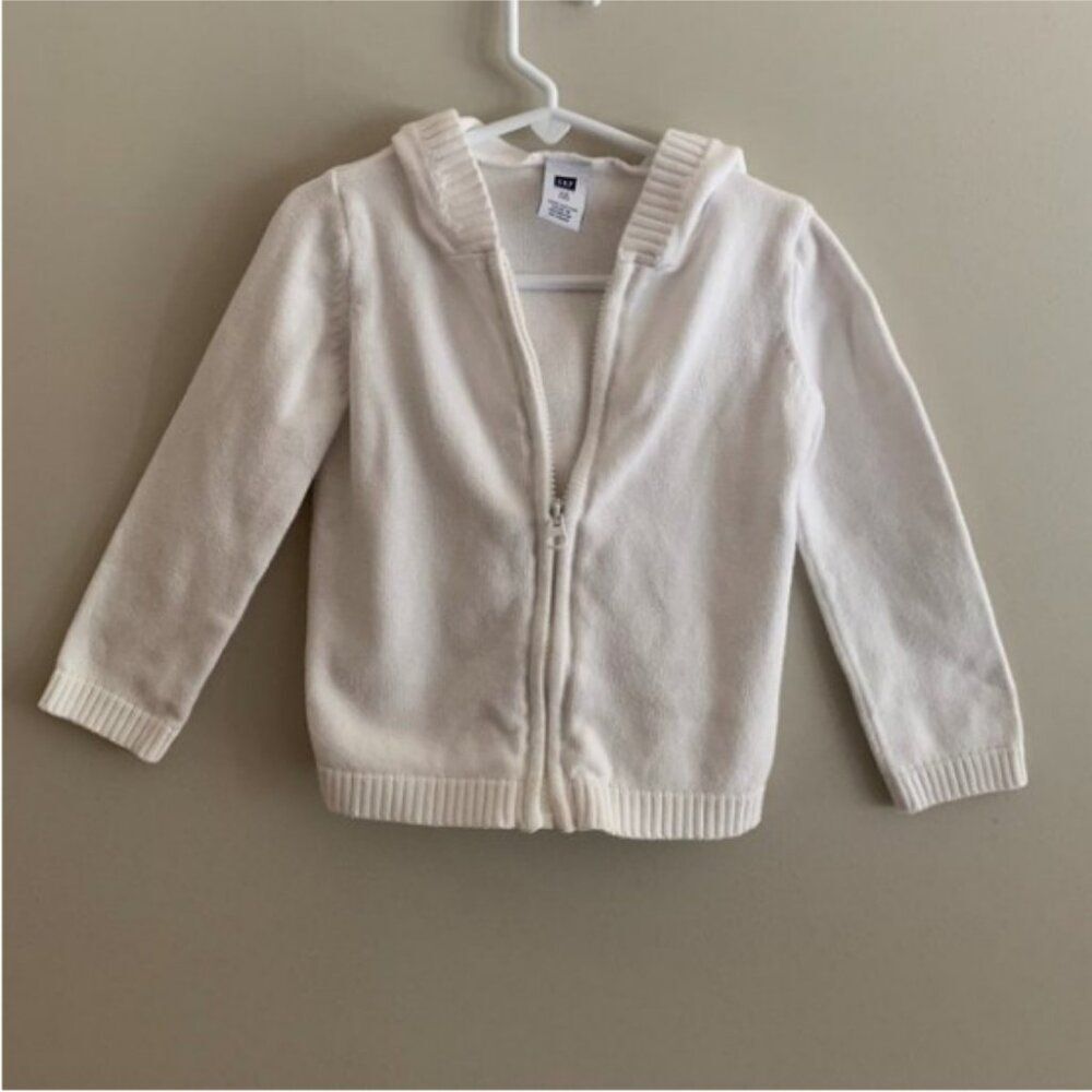 Gap Factory Girl's White Zippered Sweater with Hood XS Size 4